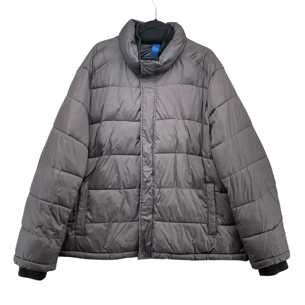 Andrew Marc Puffer Jacket Mens XXL Adults Gray Quilted Full Zip Mock Neck Padded